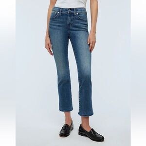 Madewell Cali Demi-Boot/Flare High-Rise Crop Jeans in Oneida Wash, Med-Blue Fade
